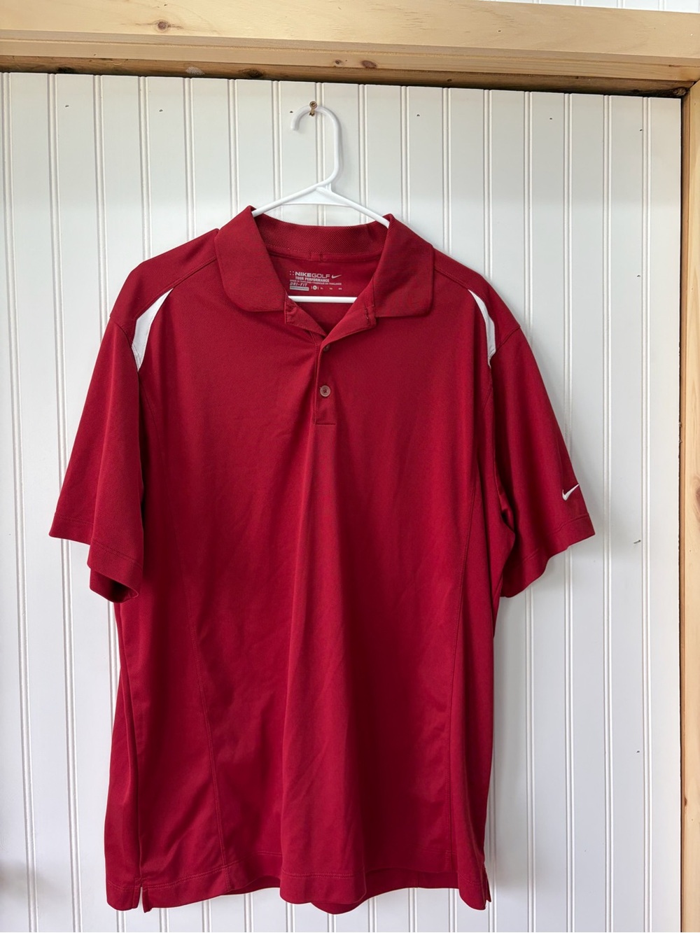 Nike golf tour performance Red Short Sleeve Polo with White Accents
